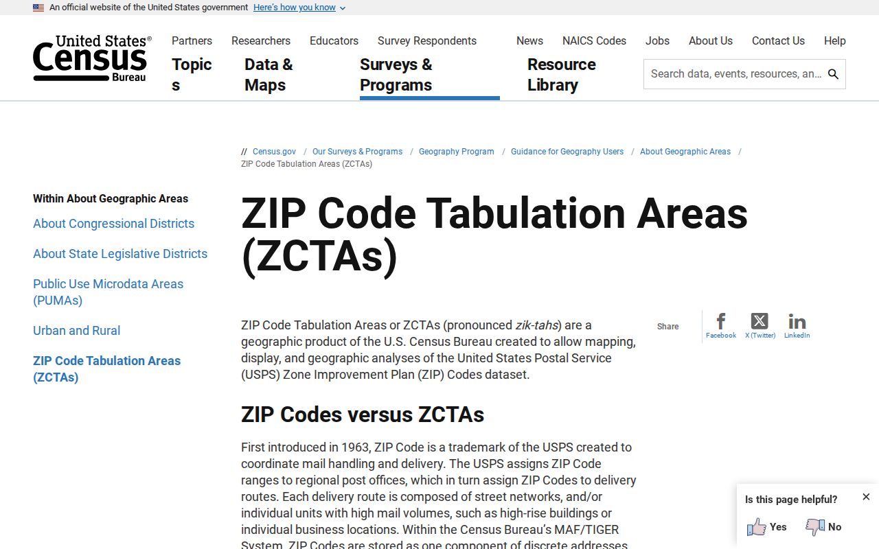 Ohio ZIP code geography comparison showing Census ZCTAs as approximations of postal ZIP areas