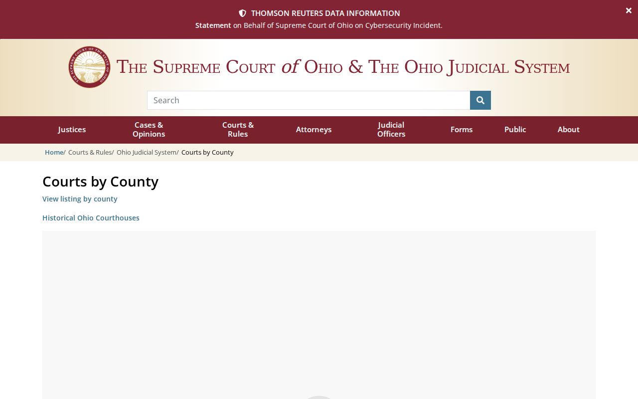 Ohio resident lookup court directory showing local trial court routes by county